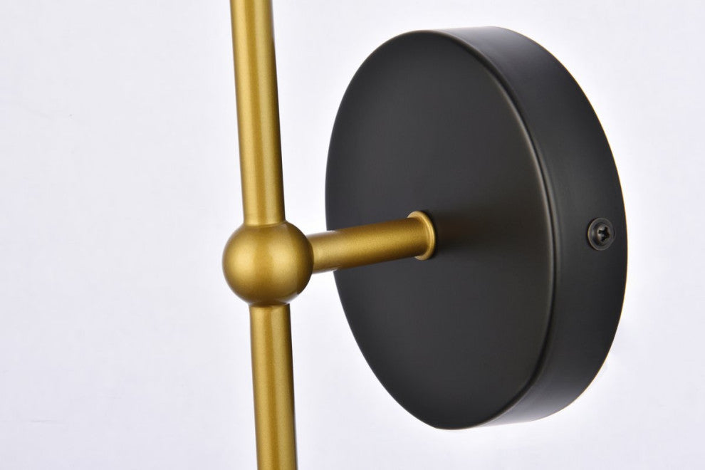 Kayla 1-Light Black and Brass Wall Sconce