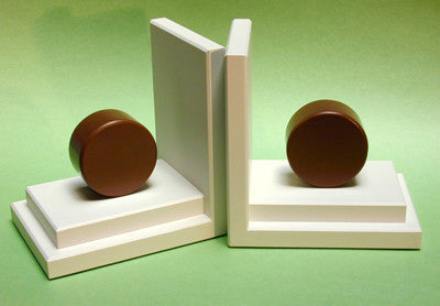 Circle Bookends, Chocolate With White Base