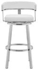 Cohen 26 White Faux Leather and Brushed Stainless Steel Swivel Bar Stool