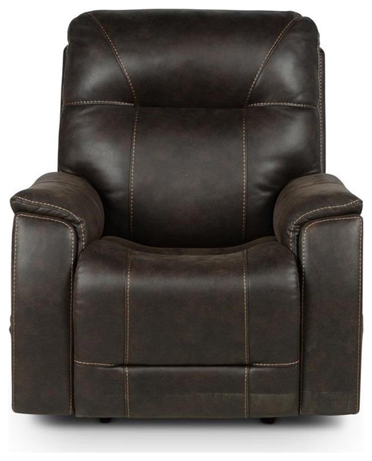 Bowery Hill Transitional Brown Faux Leather Power Media Recliner