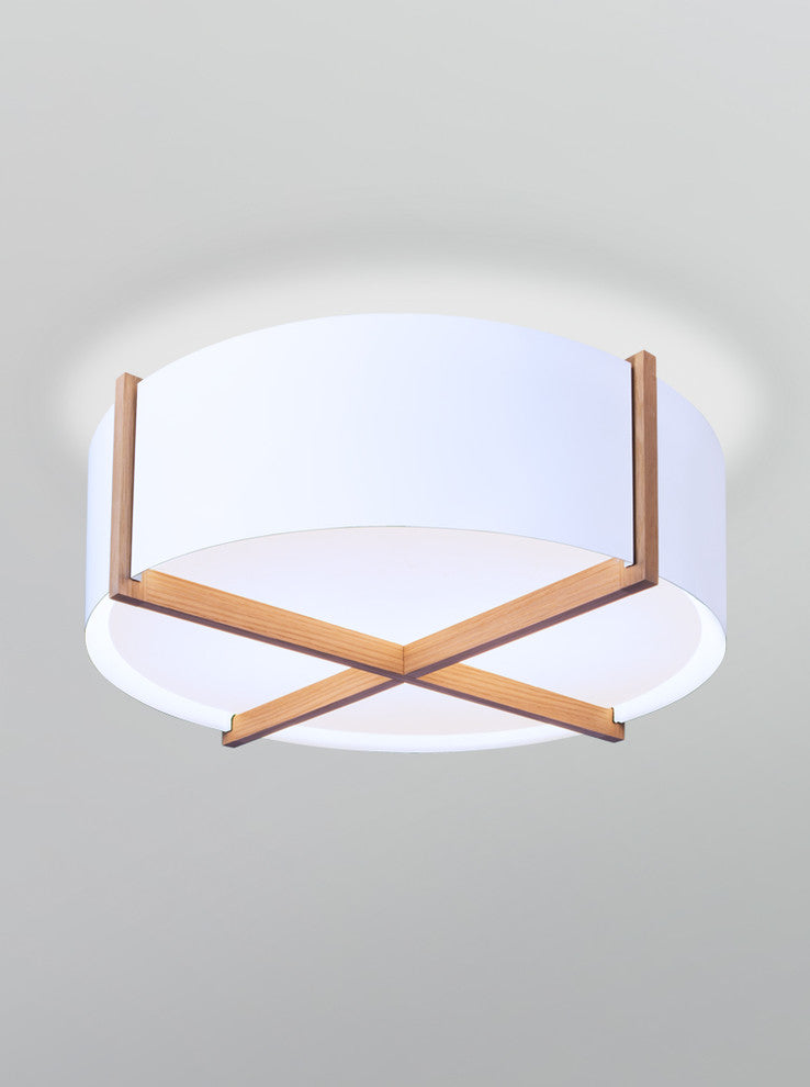 Plura 18 Flushmount, Walnut, Gloss White, Integrated Led - 3500k - P1 Driver