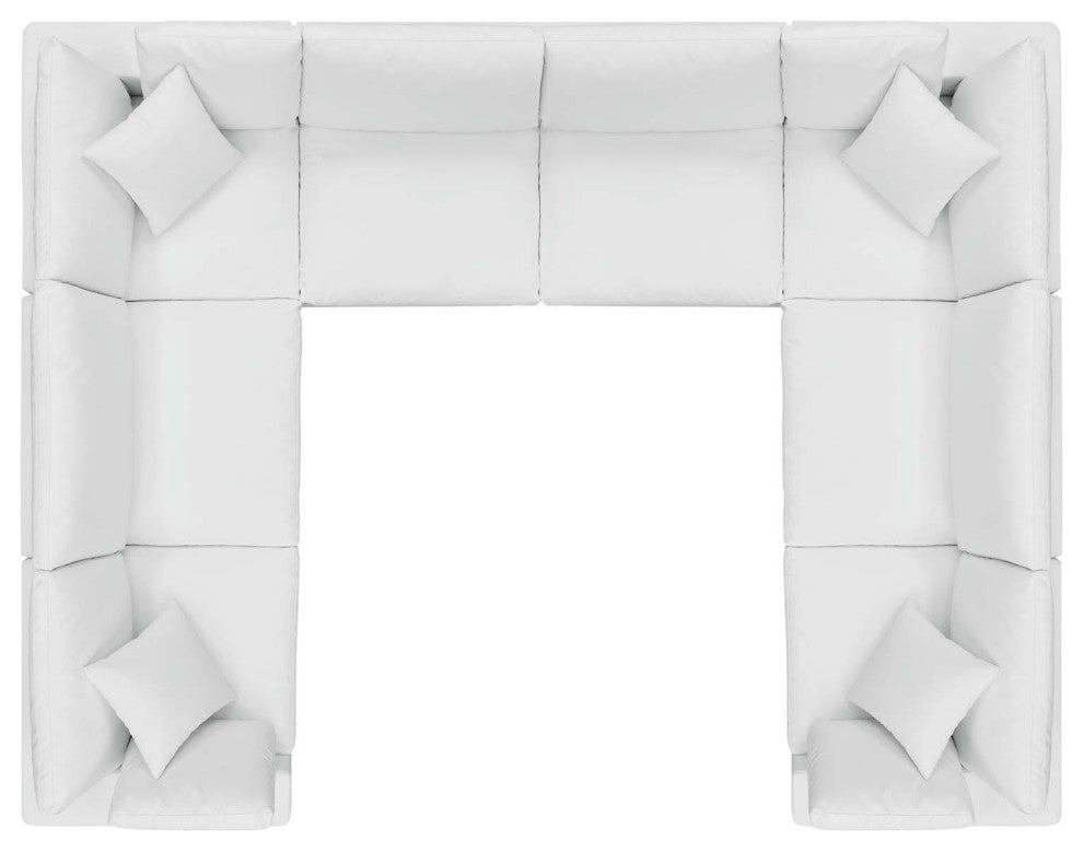Commix Down Filled Overstuffed Vegan Leather 8-Piece Sectional Sofa - White