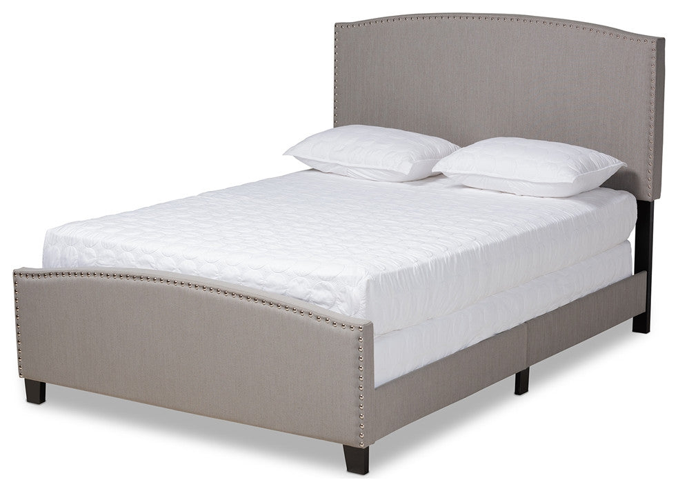Modern Transitional Grey Fabric Upholstered Full Size Panel Bed