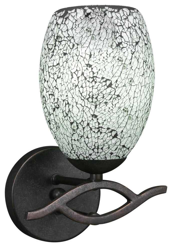 Revo Wall Sconce In Dark Granite, 5" Black Fusion Glass