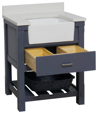 Charlotte 30" Bathroom Vanity, Marine Gray, Quartz