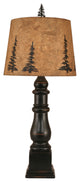 Distressed Black Country Squire Table Lamp With Pine Tree Shade