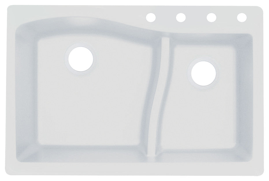 Aversa SilQ Granite 33-in. Drop-in Kitchen Sink with 4 Faucet Holes in White