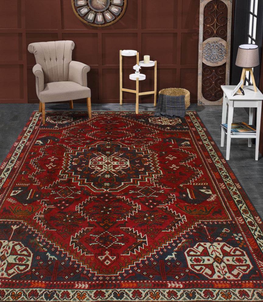 Fine Vintage Distressed Kristian Red Rug