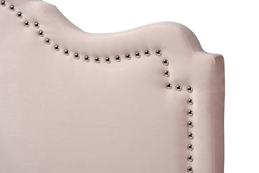 Nadeen Light Pink Velvet Fabric Upholstered Queen Size Headboard