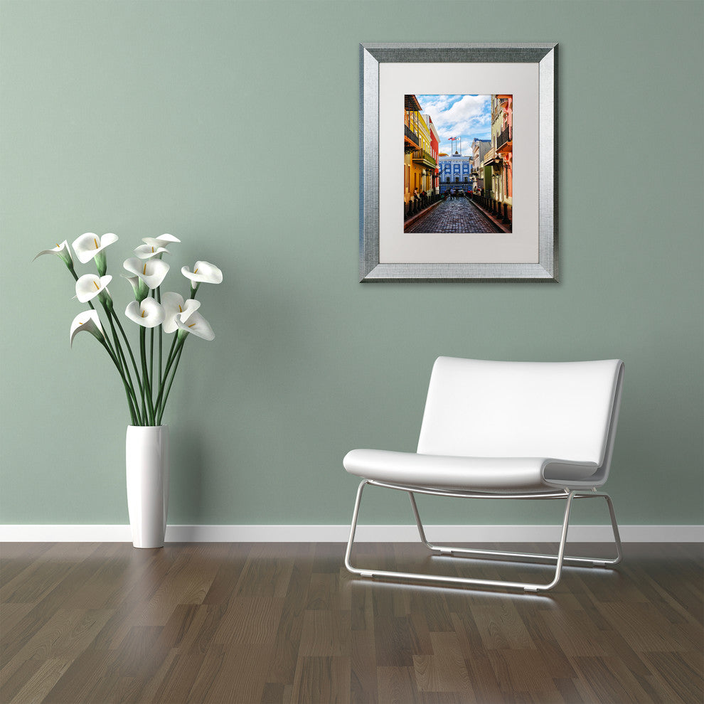 CATeyes 'Old San Juan 7' Matted Framed Art, Silver Frame, White Mat, 14x11