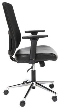 OFM Mid Back Mesh Back With Leather Seat Office Chair, Lumbar Support, ESS-3048