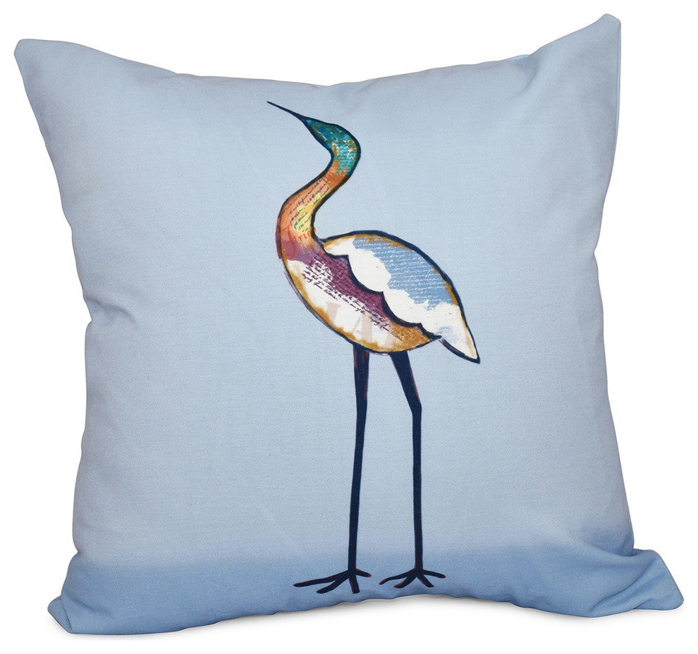 Bird Fashion, Animal Print Pillow, Blue, 16"x16"