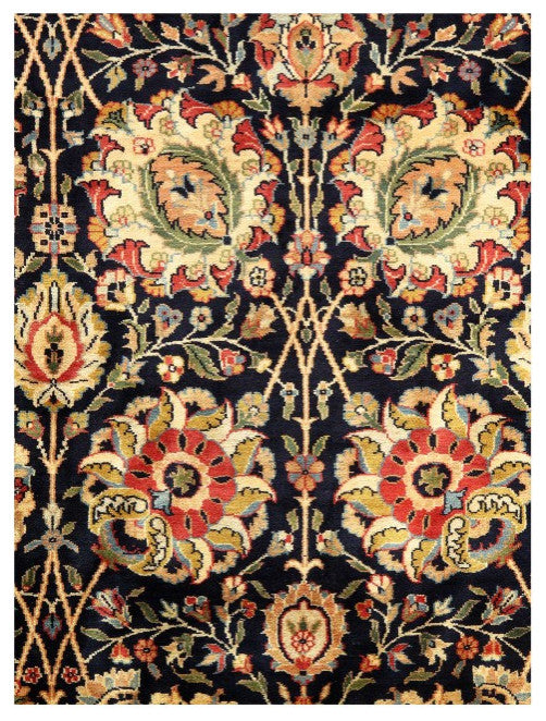 Black Color Fine Hand Knotted Agra Rug 9'1''x12'