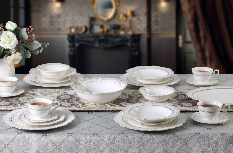 Lorren Home Trends 57 Piece Bone China, Charlotte, Service for 8