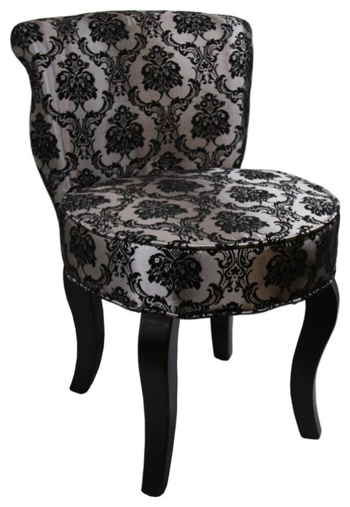 Modern Wooden Chair With Patterned Gray and Black Design