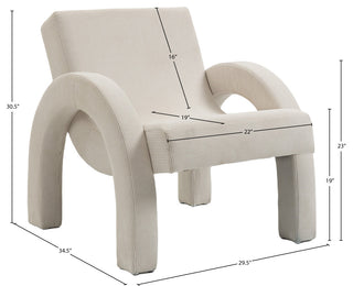 Corduroy Fabric Upholstered Accent Chair, Cream