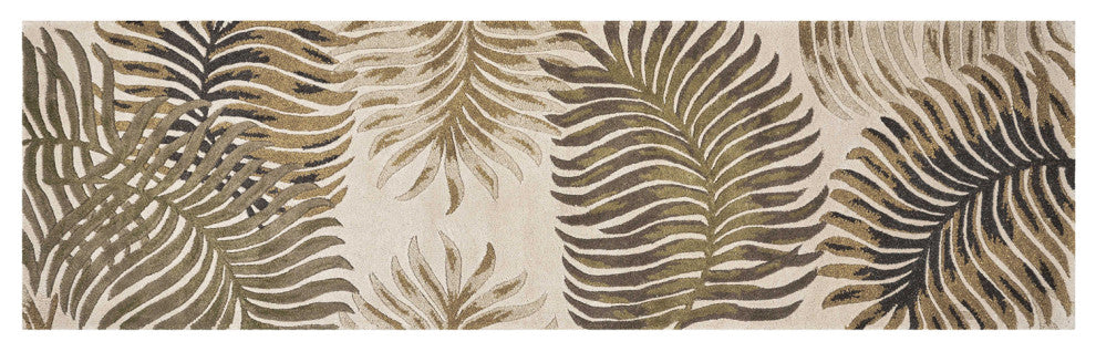 2' X 8' Natural Fern Leaves Wool Runner Rug