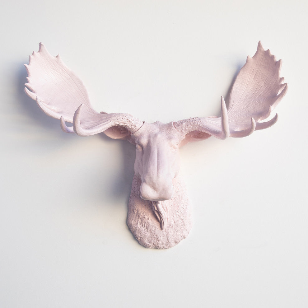 Faux Taxidermy Moose Head Wall Mount, Pink