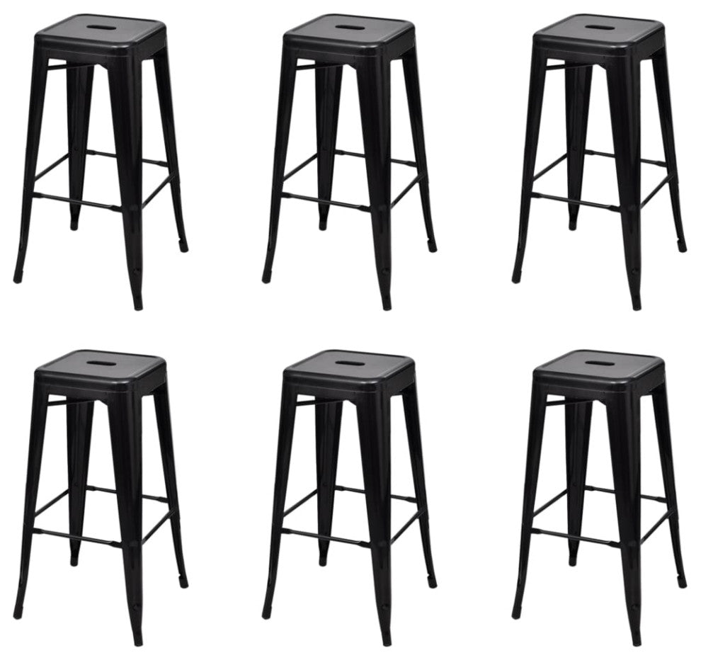 vidaXL Bar Stools 6 pcs Black Steel