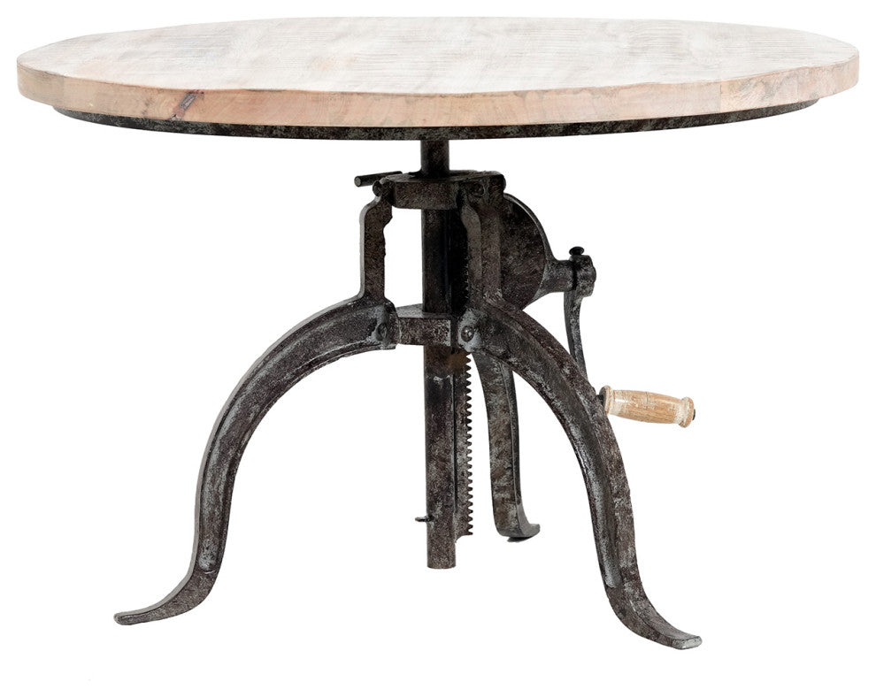 Riley Adjustable Height Rustic Hi-Lo Coffee Table, Natural Driftwood/Aged Iron