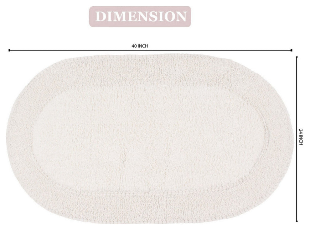 Double Ruffle Collection Bath Rugs Set, 24x40 Rectangle, Ivory