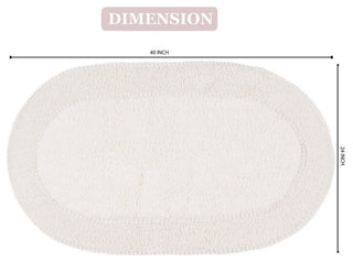 Double Ruffle Collection Bath Rugs Set, 24x40 Rectangle, Ivory