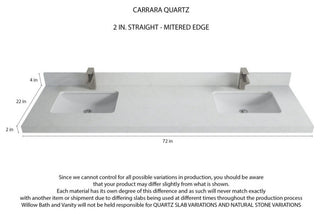 Pasadena 72 Double Sink Bath Vanity in Light Natural Teak 2" Carrara Quartz