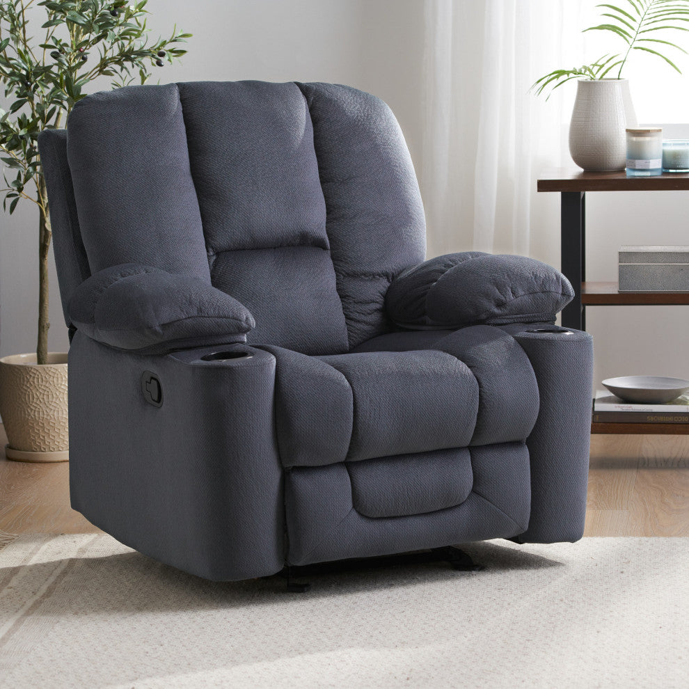 GDF Studio Raymond Steel Gray Fabric Glider Recliner