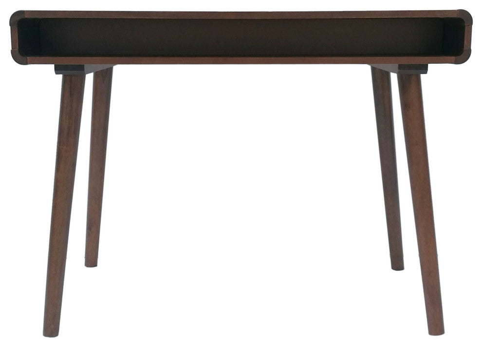 GDF Studio Rex Mid Century Rubberwood Writing Desk, Medium Brown