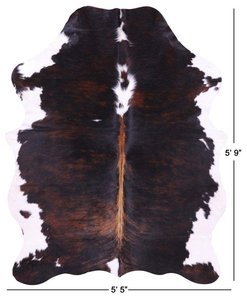 5' 9" X 5' 5" Tricolor Natural Cowhide Rug C1787
