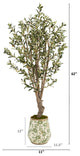 62" Olive Artificial Tree, Floral Print Planter