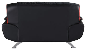 2-Piece Indoor Black Genuine Leather Five Person Seating Set