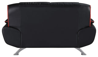 2-Piece Indoor Black Genuine Leather Five Person Seating Set