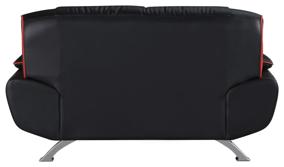 2-Piece Indoor Black Genuine Leather Five Person Seating Set