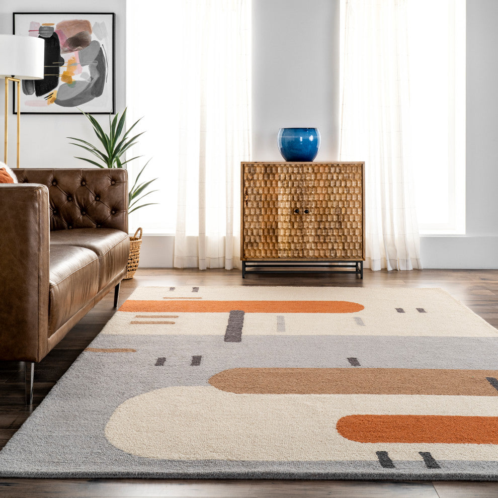 Nuloom Cori Wool Abstract Contemporary Area Rug, Peach 5'x8'