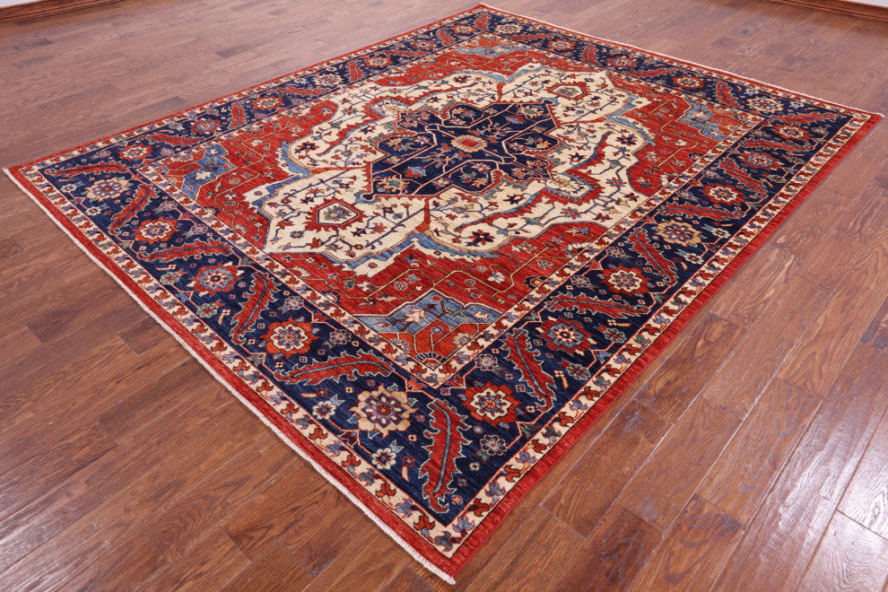 8' 1" X 9' 9" Persian Fine Serapi Hand-Knotted Wool Rug - Q12660