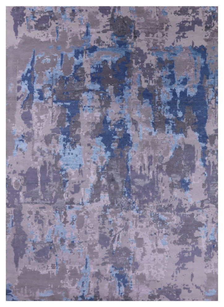 10' 1" X 13' 11" Wool and Silk Modern Hand Knotted Rug Q7246