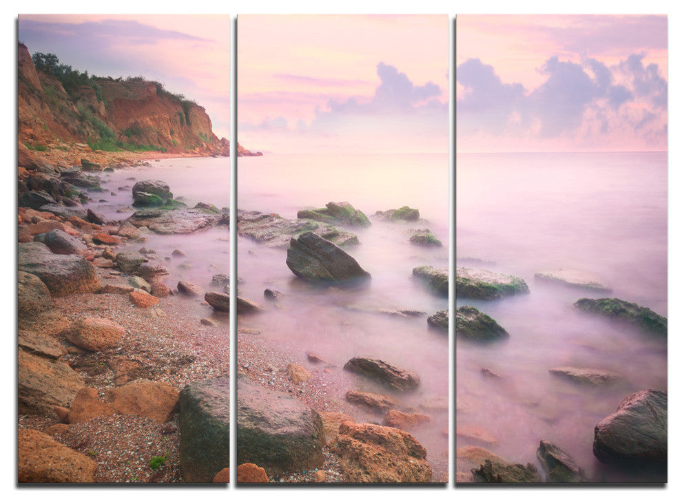 "Colorful Sunset Over the Sea" Metal Wall Art, 3 Panels, 36"x28"