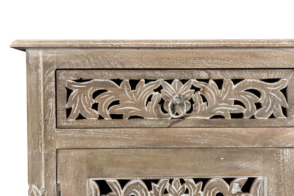 Delaney Carved Sideboard, Warm Stone Gray