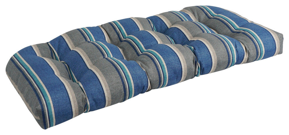 42"X19" U-Shaped Patterned Polyester Tufted Settee/Bench Cushion, Sovaro Denim