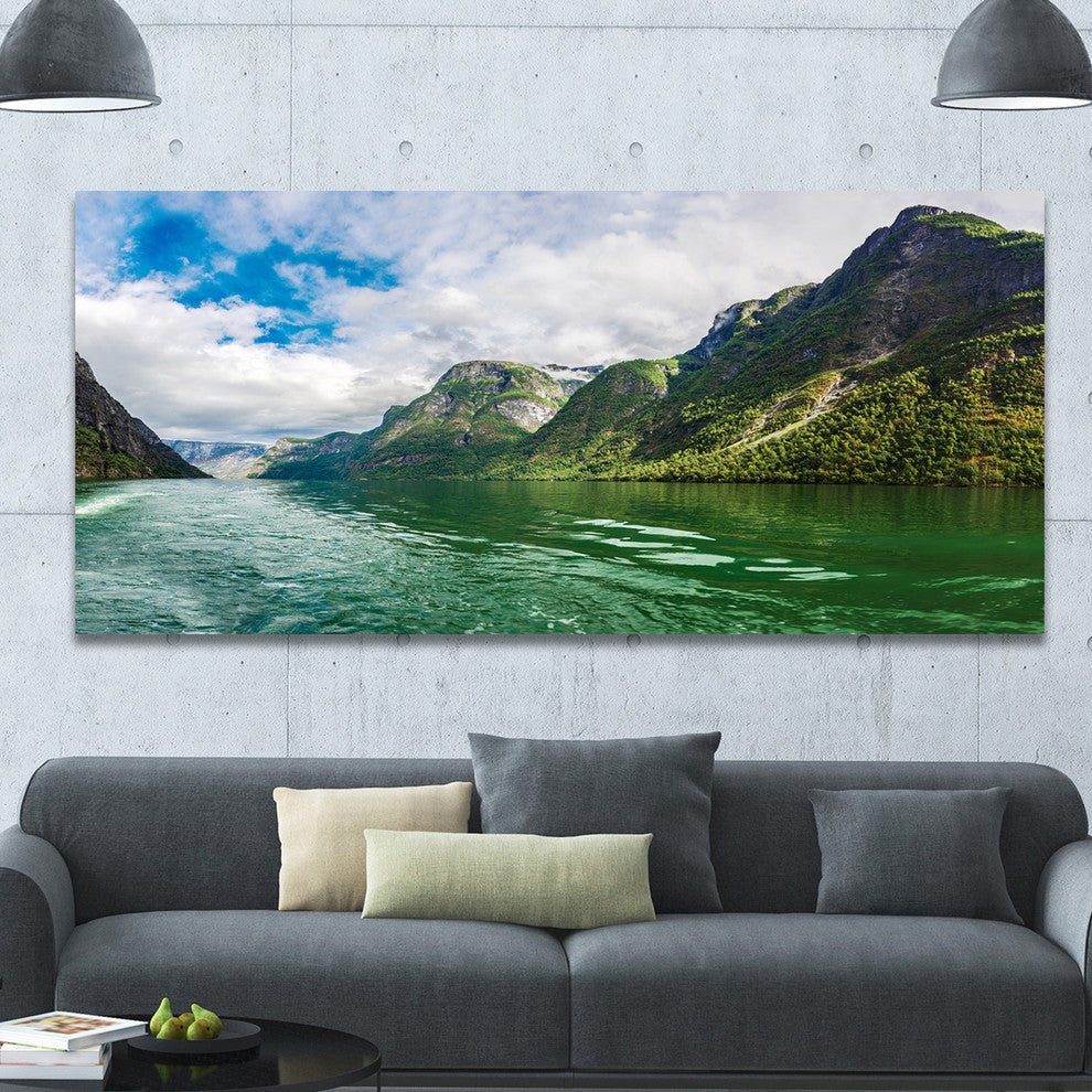 Green Lake Sognefjord Norway, Landscape Canvas Art Print, 60"x28"