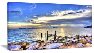 "Makeshift Wooden Pier into the Sea" Large Wall Artwork, 1 Panel