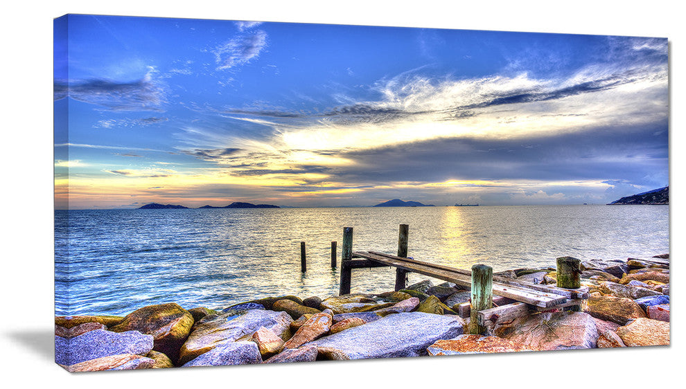 "Makeshift Wooden Pier into the Sea" Large Wall Artwork, 1 Panel