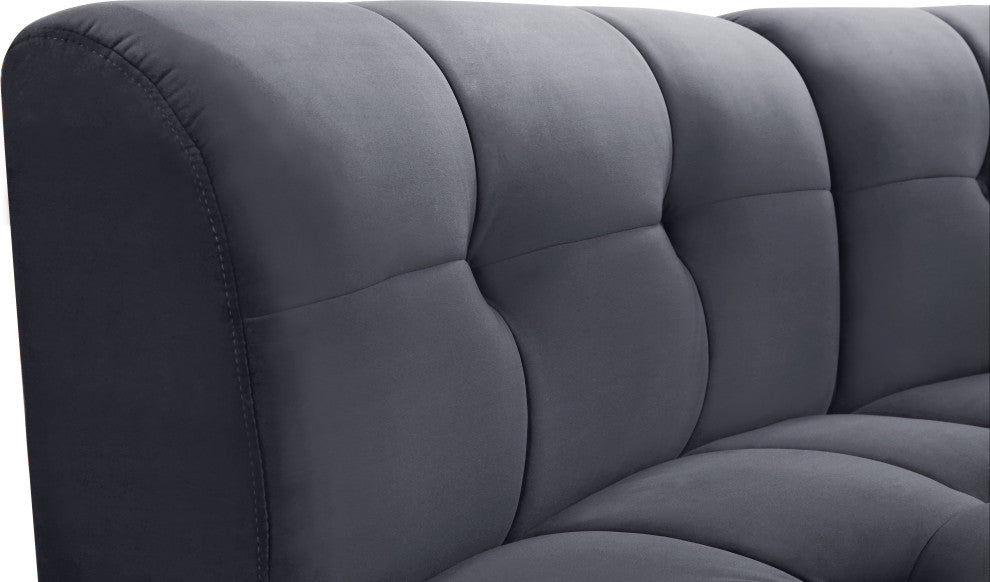 Limitless Velvet Upholstered 4-Piece Modular Sectional, Gray