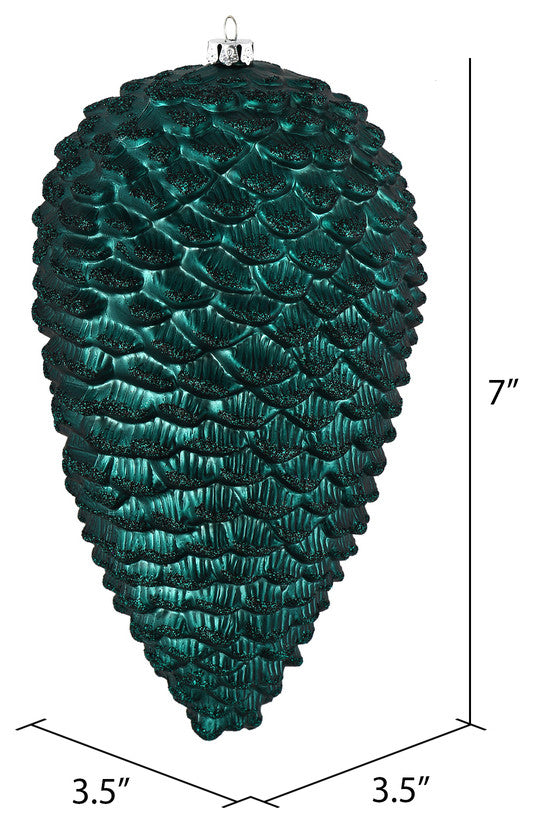 Vickerman N187262D 7" Sea Blue Matte Glitter Pinecone Christmas Ornament