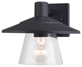 Westport Steel 1 Light Black Coastal Outdoor Wall Lantern Clear Glass