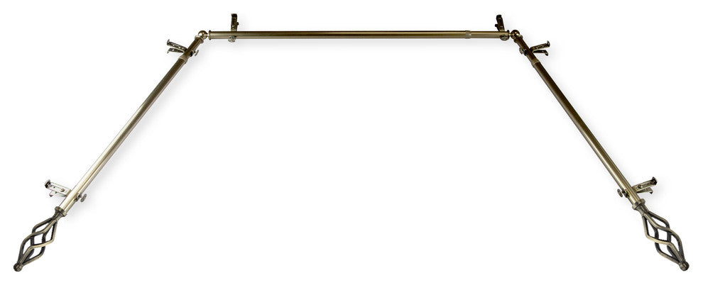 Vinci 13/16" Bay Window Curtain Rod, Antique Brass