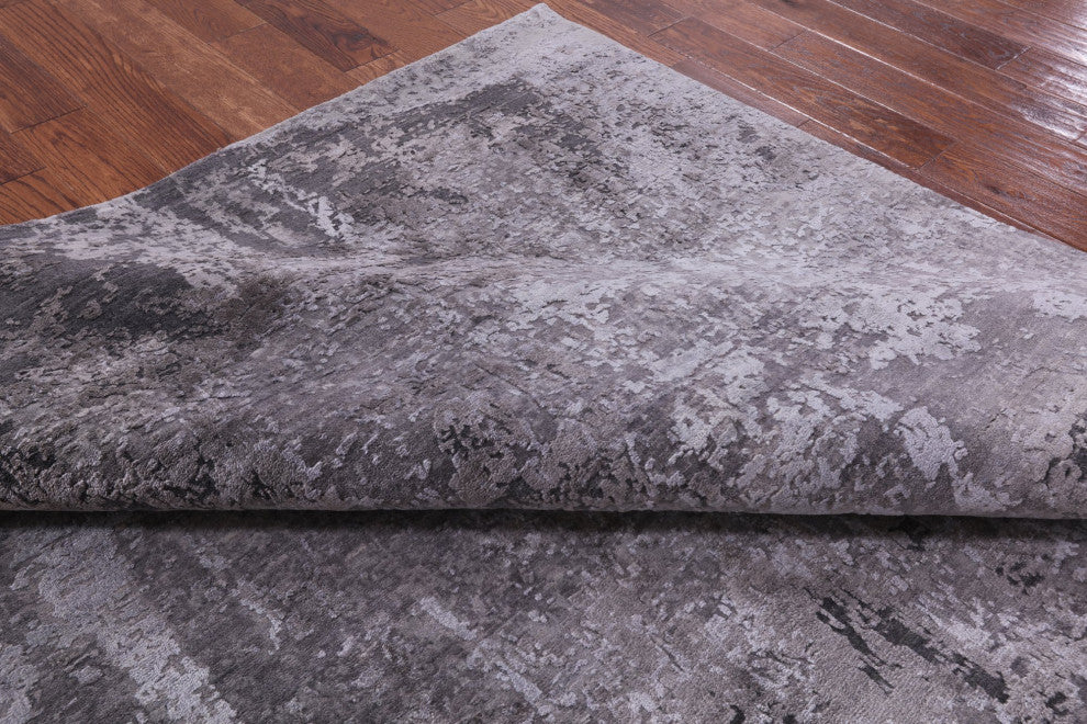 8' 1" X 10' 1" Hand Knotted Wool and Silk Abstract Rug Q7087