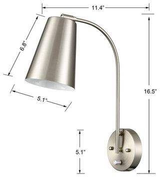 Modern Plug in Wall Sconce with Cord Set of 2 Brushed Nickel Wall Light
