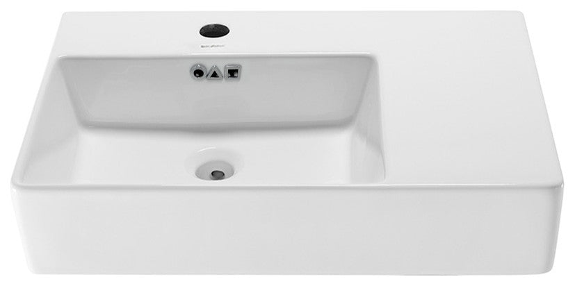 St. Tropez 24"x18" Ceramic Wall Hung Sink With Left Faucet Mount, Glossy White